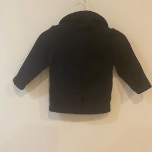 Dark Navy Blue 3 year old boy Pea Coat double breasted with two pockets.